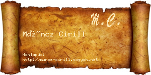 Müncz Cirill névjegykártya